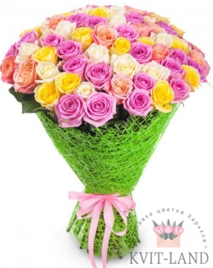 букет из разноцветной розы